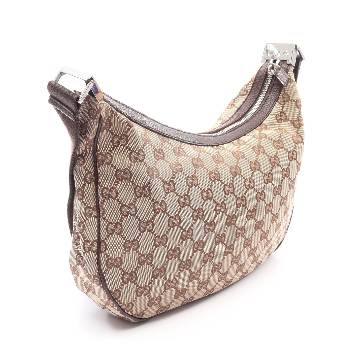 GGキャンバス ショルダーバッグ キャンバス レザー ベージュ ダークブラウン グッチ バッグ GUCCI