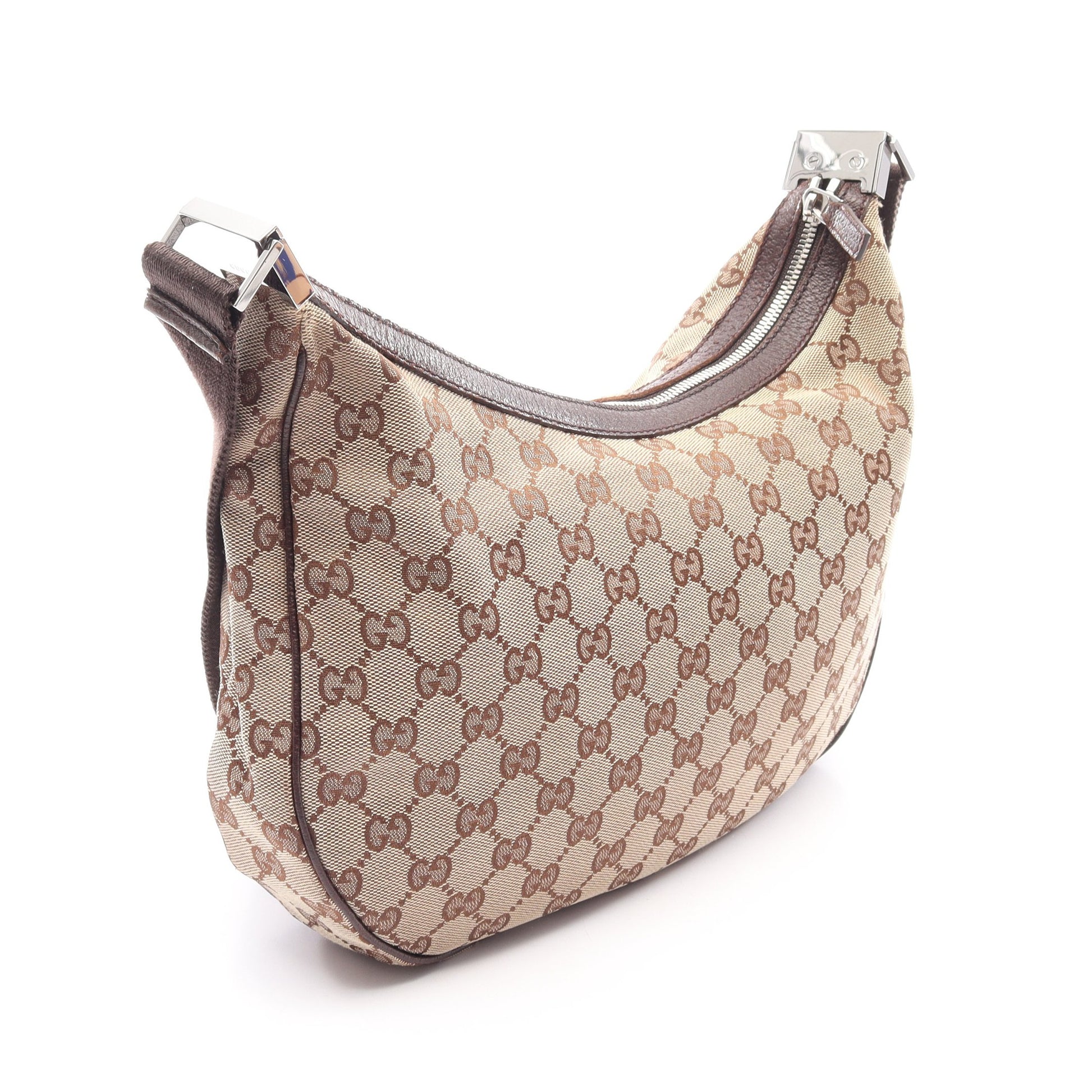 GGキャンバス ショルダーバッグ キャンバス レザー ベージュ ダークブラウン グッチ バッグ GUCCI