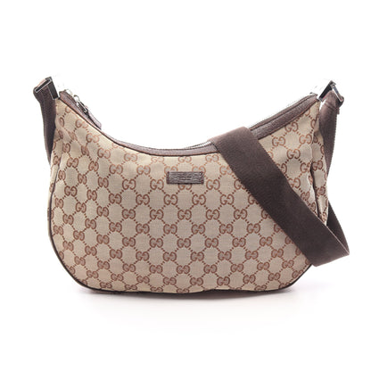 GGキャンバス ショルダーバッグ キャンバス レザー ベージュ ダークブラウン グッチ バッグ GUCCI