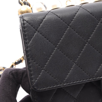 マトラッセ チェーンショルダーバッグ ラムスキン ブラック ゴールド金具 シャネル