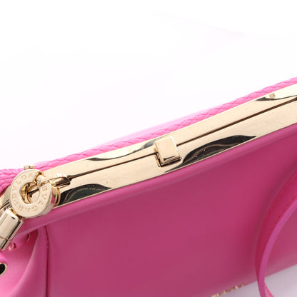 セルペンティーヌ ショルダーバッグ レザー ピンク ブルガリ