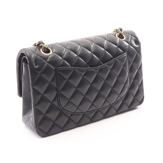 マトラッセ Wフラップ Wチェーンショルダーバッグ ラムスキン ブラック ゴールド金具 シャネル