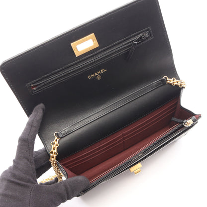 2.55 マトラッセ ミニ チェーンウォレット エイジドカーフスキン ブラック ゴールド金具 シャネル