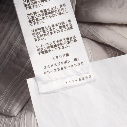 シワ加工 ストライプ テーラードジャケット コットン ライトグレー エルメス