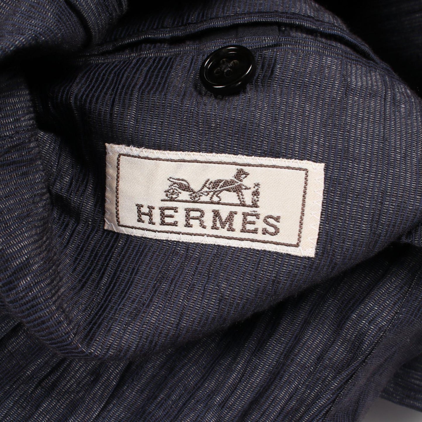 シワ加工 テーラードジャケット リネン コットン ネイビー エルメス アウター HERMES