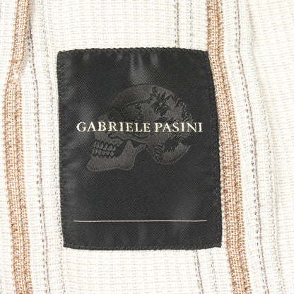 ストライプ ジャケット ウール コットン ナイロン オフホワイト ブラウン ダークブラウン ガブリエレ パジーニ アウター GABRIELE PASINI