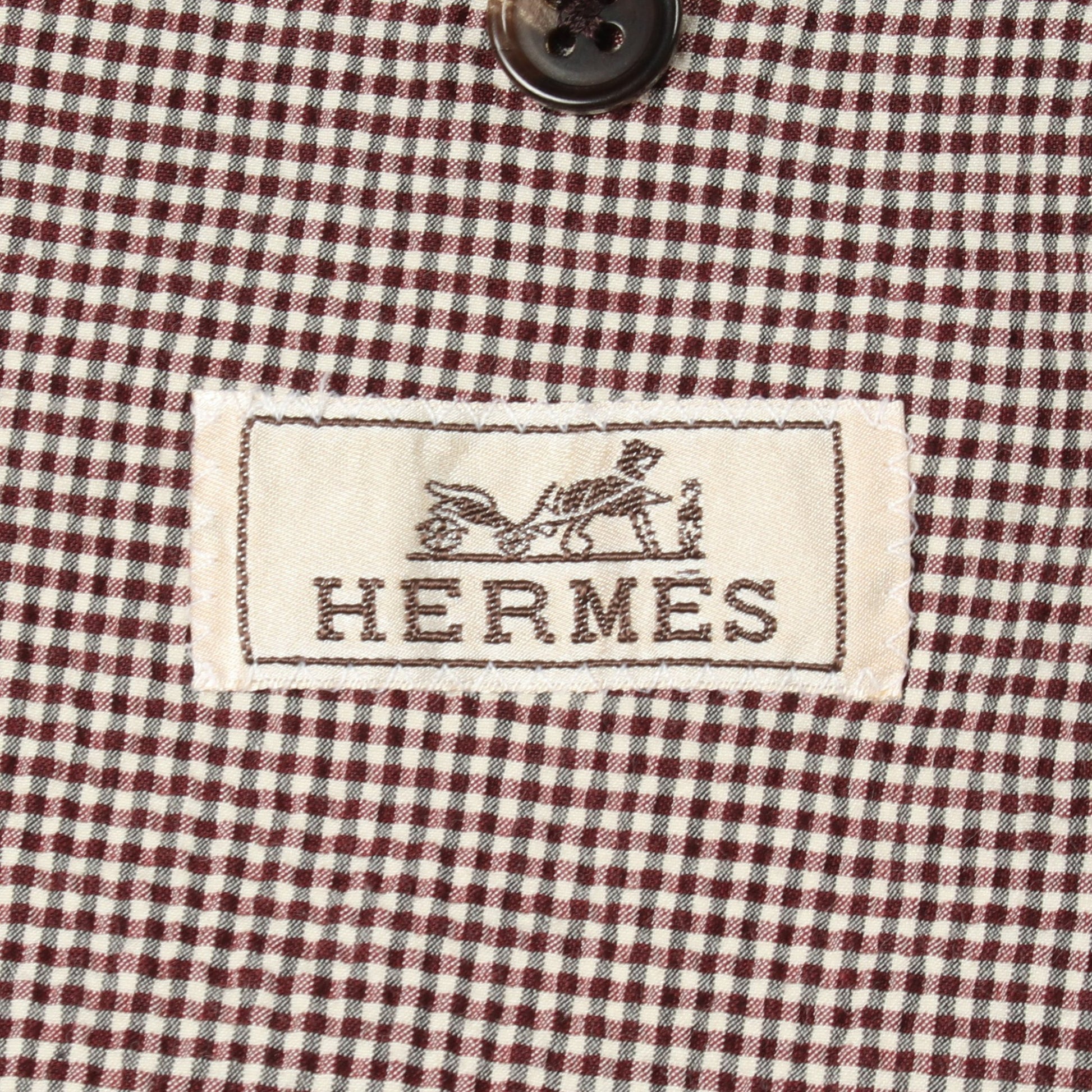チェック シアサッカー テーラードジャケット コットン シルク オフホワイト ボルドー エルメス アウター HERMES