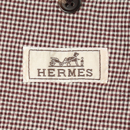 チェック シアサッカー テーラードジャケット コットン シルク オフホワイト ボルドー エルメス アウター HERMES