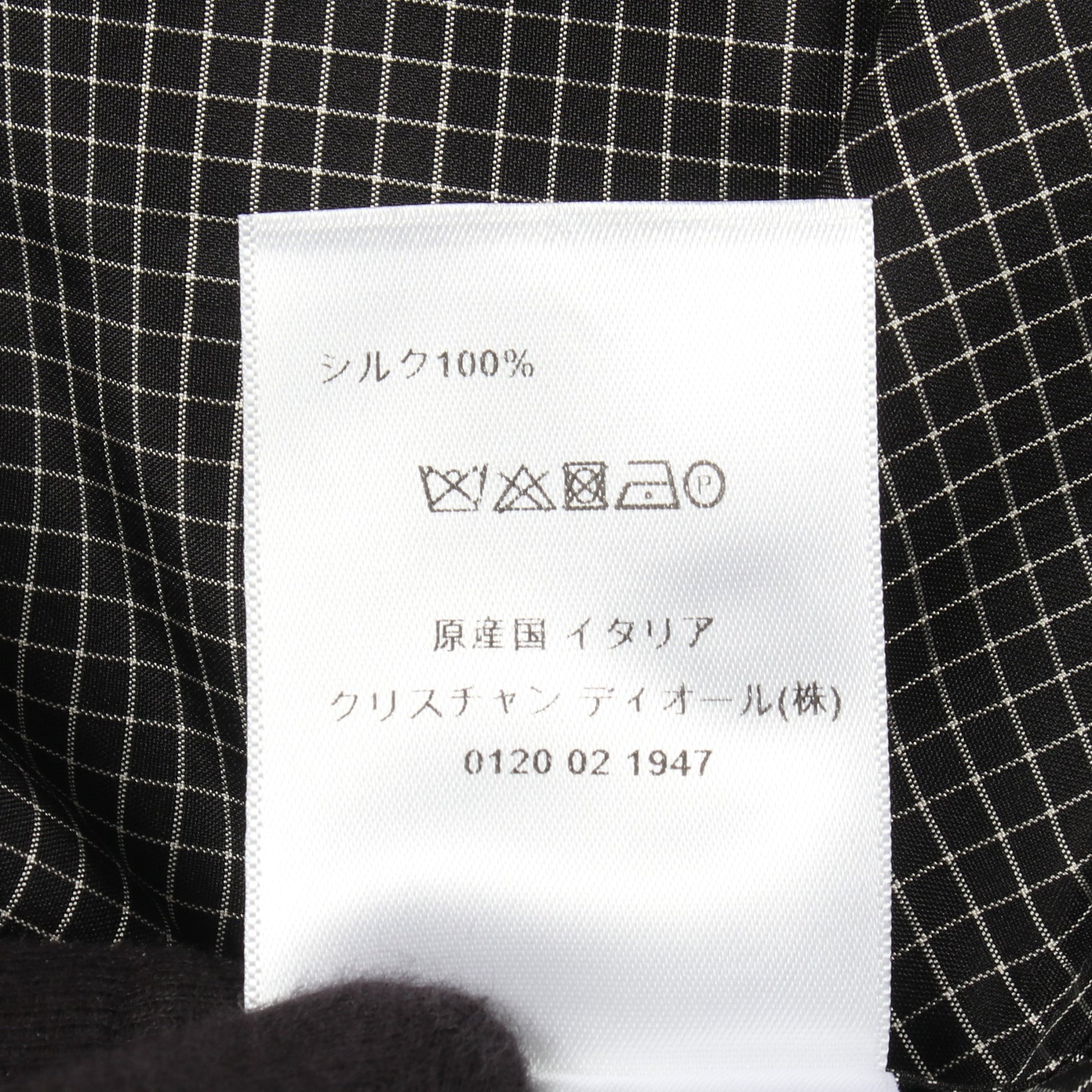 パフスリーブ チェック ボウタイ ブラウス シルク ブラック クリスチャンディオール トップス Christian Dior