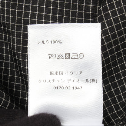 パフスリーブ チェック ボウタイ ブラウス シルク ブラック クリスチャンディオール トップス Christian Dior