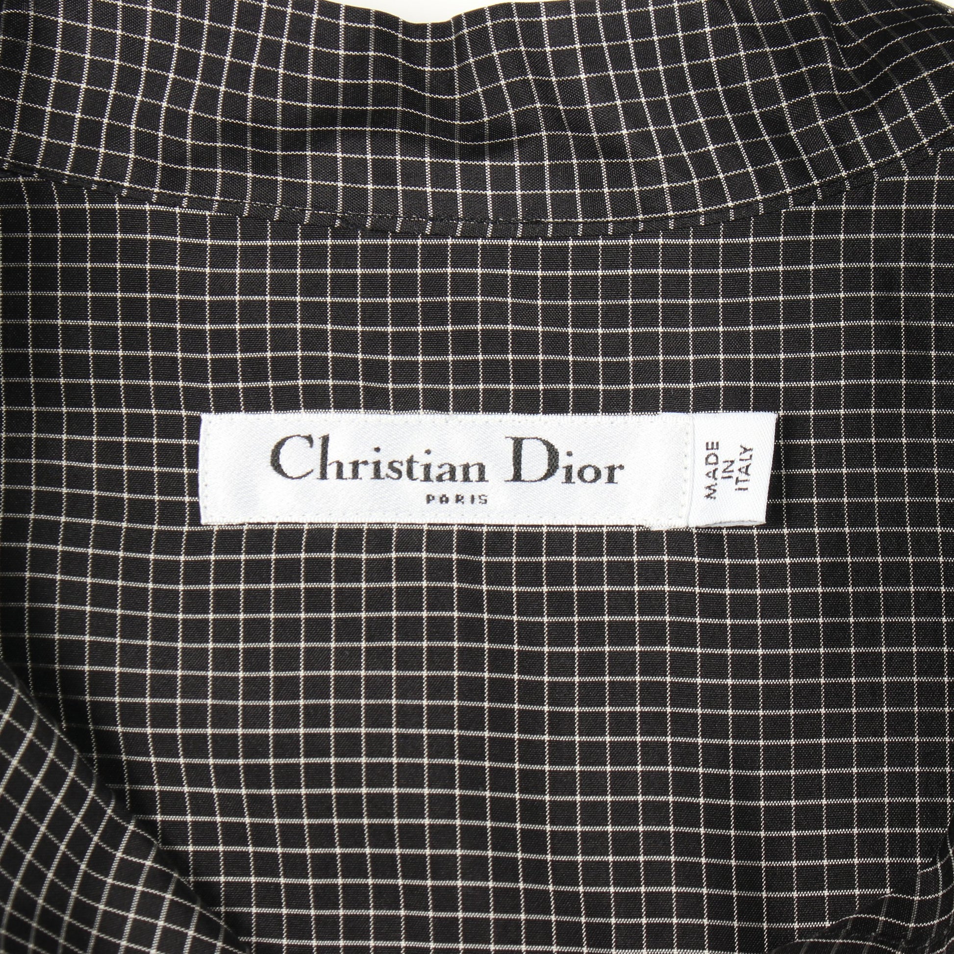 パフスリーブ チェック ボウタイ ブラウス シルク ブラック クリスチャンディオール トップス Christian Dior