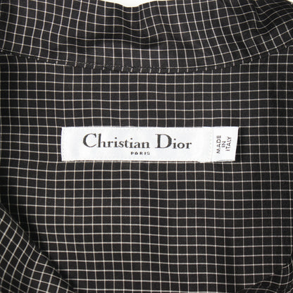 パフスリーブ チェック ボウタイ ブラウス シルク ブラック クリスチャンディオール トップス Christian Dior