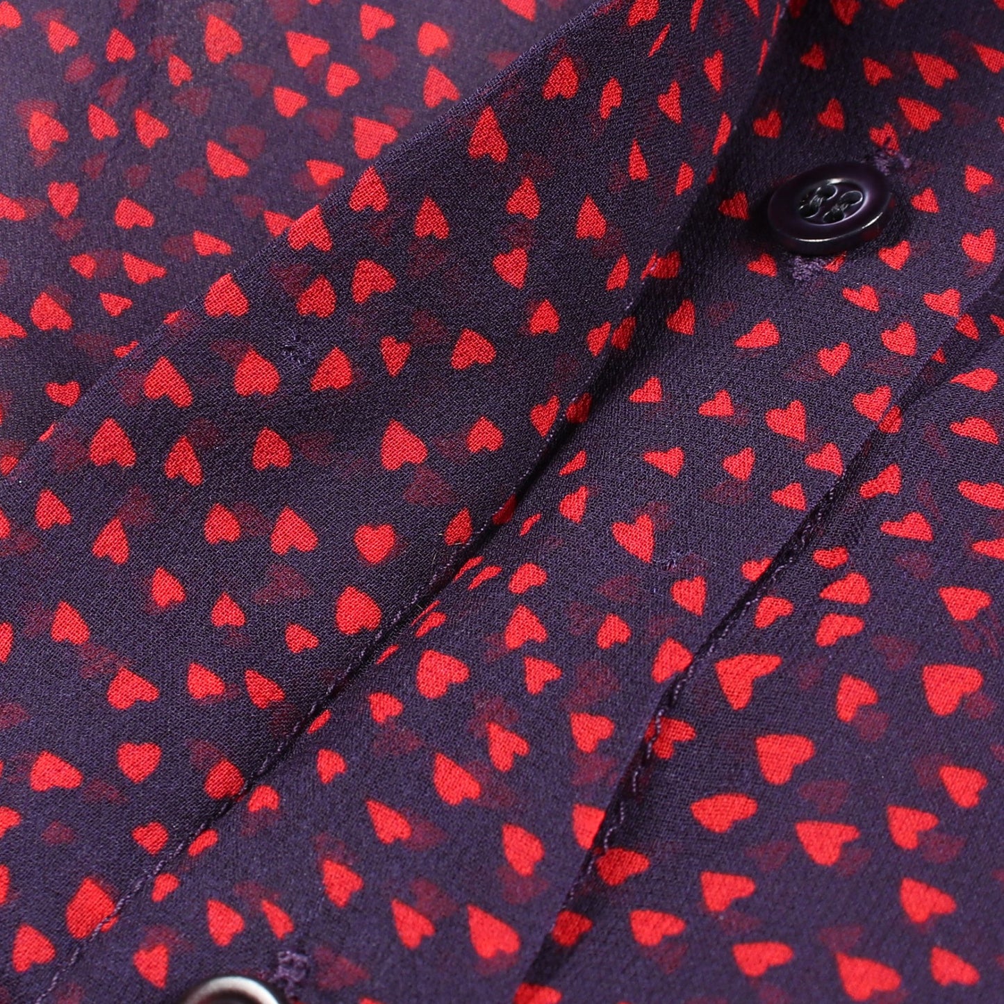 Bee刺繍 ハート 総柄 ブラウス シャツ シルク ネイビー レッド クリスチャンディオール
