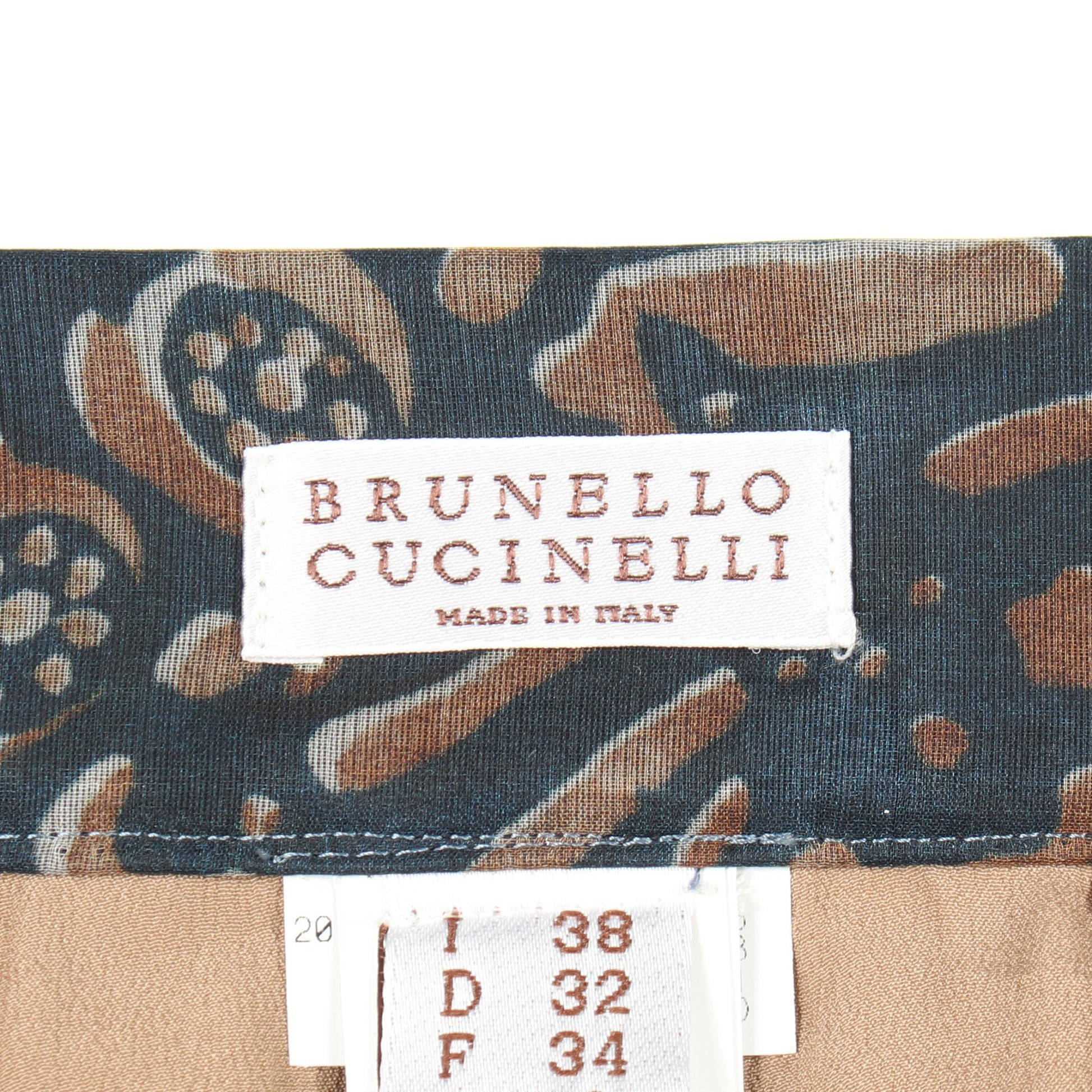 総柄 スカート シルク ネイビー ブラウン ブルネロクチネリ ボトムス BRUNELLO CUCINELLI