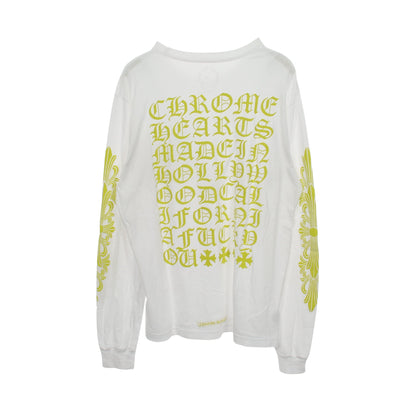 バックロゴ ポケット付き 長袖Tシャツ コットン ホワイト イエロー クロムハーツ