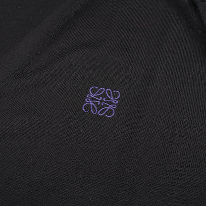 アナグラム刺繍 Vネック カーディガン ウール ブラック ロエベ
