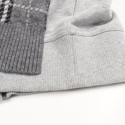 TBロゴ刺繍 チェック ニット切替 スウェットシャツ コットン カシミヤ グレー バーバリー