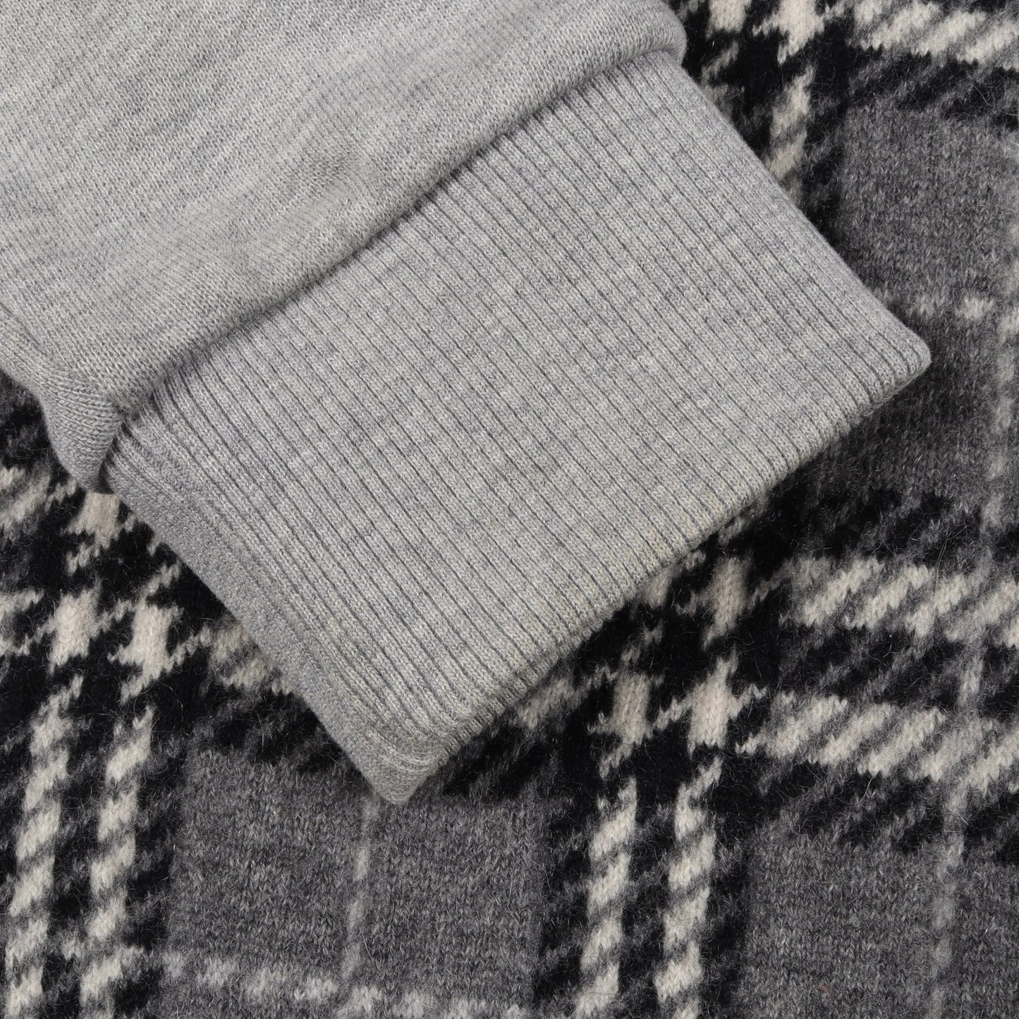TBロゴ刺繍 チェック ニット切替 スウェットシャツ コットン カシミヤ グレー バーバリー