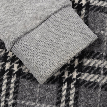 TBロゴ刺繍 チェック ニット切替 スウェットシャツ コットン カシミヤ グレー バーバリー