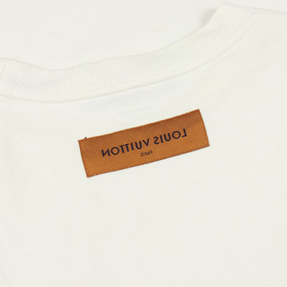 インサイドアウト クルーネック 半袖Tシャツ コットン ホワイト ルイヴィトン