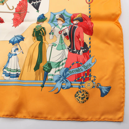 カレ90 OMBRELLES ET PARAPLUIES スカーフ シルク オレンジ マルチカラー エルメス