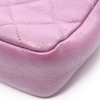 マトラッセ スモールフラップ チェーンショルダーバッグ キャビアスキン パープル ゴールド金具 シャネル