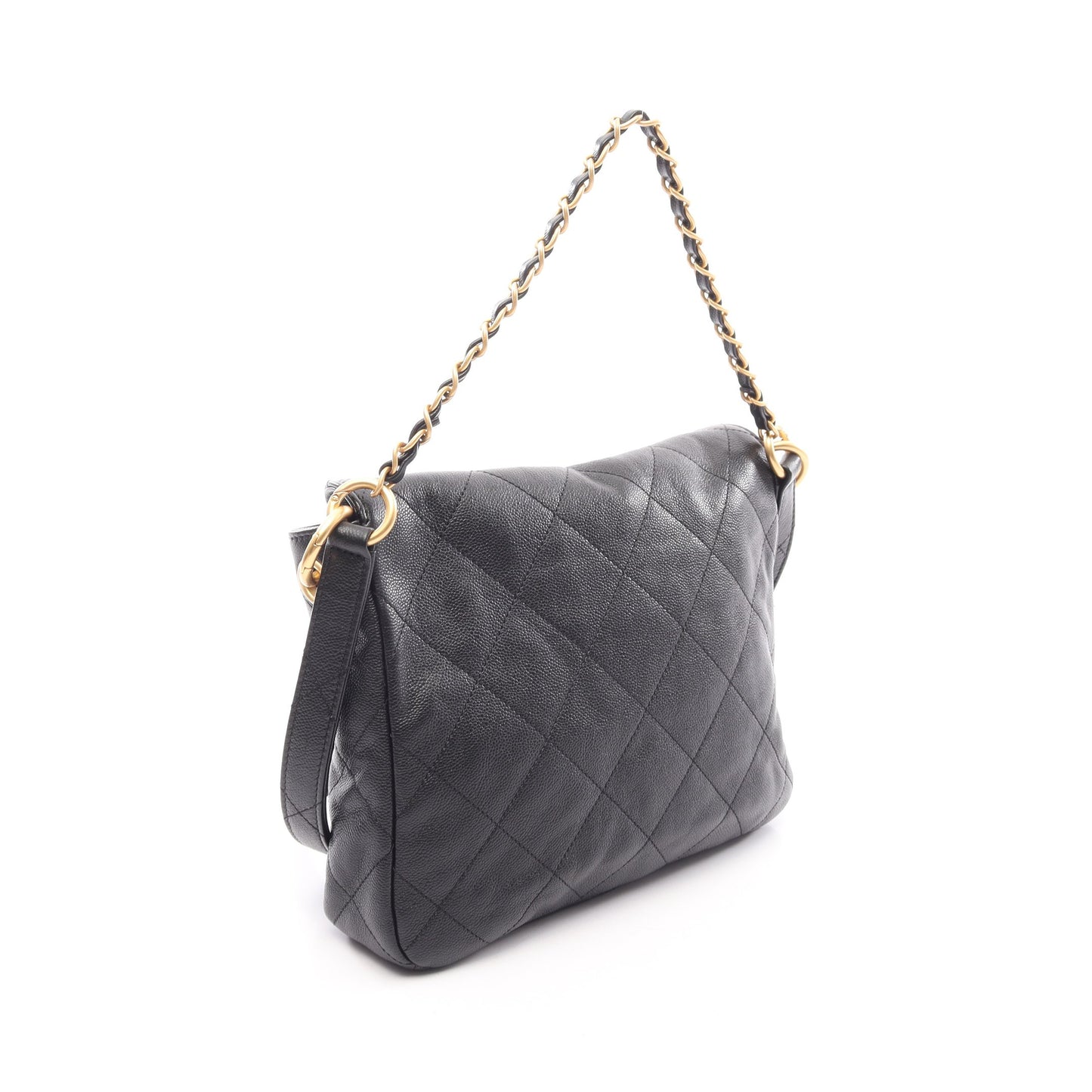 マトラッセ ホーボーバッグ 2WAY ショルダーバッグ ソフトキャビアスキン ブラック ゴールド金具 シャネル バッグ CHANEL