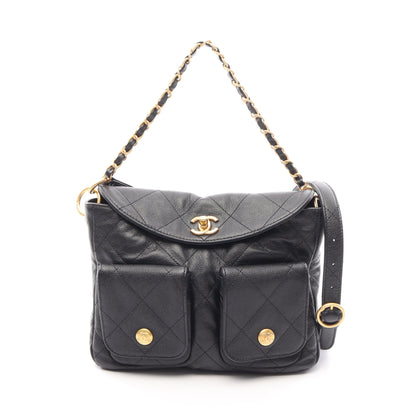 マトラッセ ホーボーバッグ 2WAY ショルダーバッグ ソフトキャビアスキン ブラック ゴールド金具 シャネル バッグ CHANEL