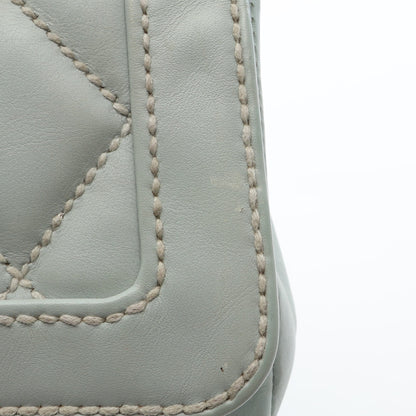 ワイルドステッチ トップハンドル ハンドバッグ レザー ライトブルー ゴールド金具 シャネル バッグ CHANEL
