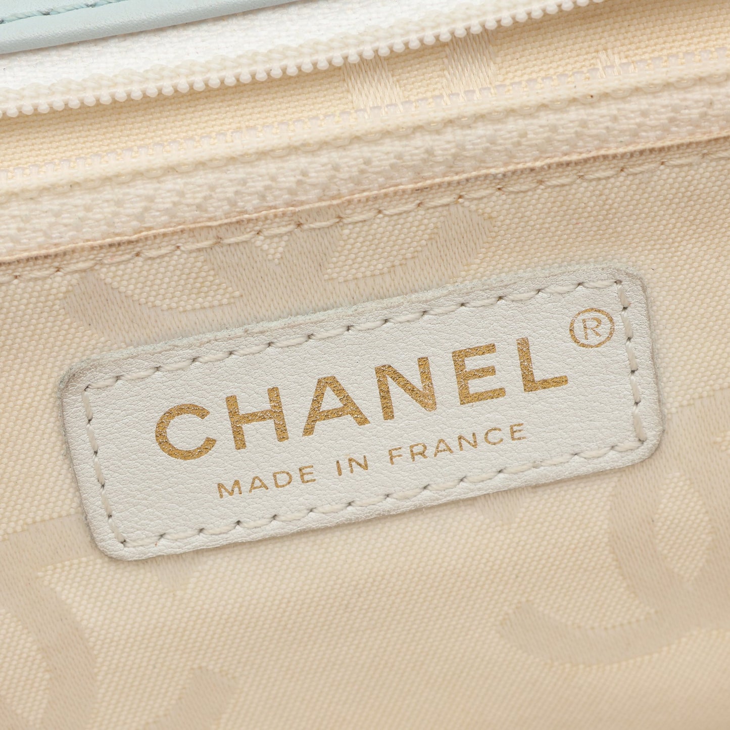 ワイルドステッチ トップハンドル ハンドバッグ レザー ライトブルー ゴールド金具 シャネル バッグ CHANEL