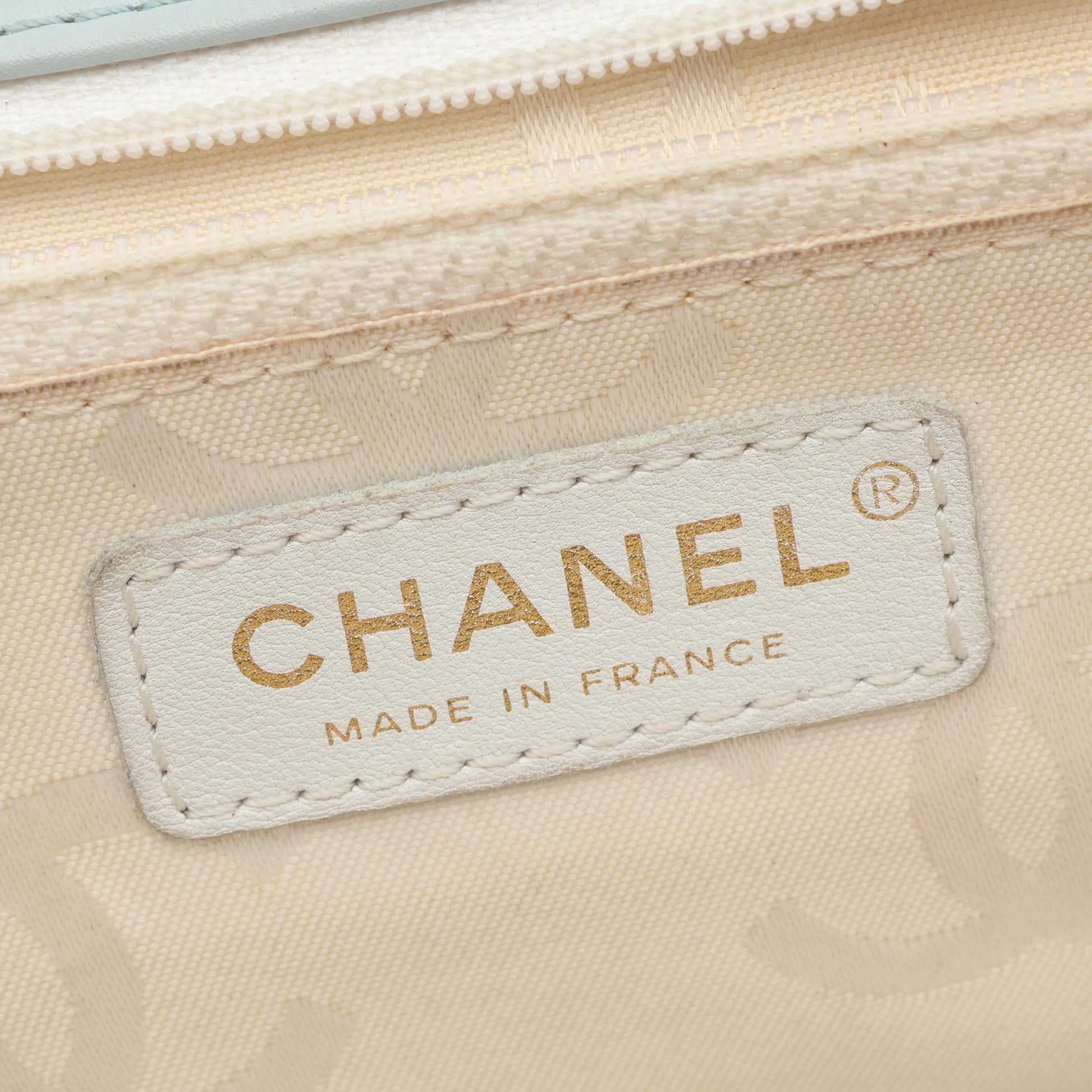 ワイルドステッチ トップハンドル ハンドバッグ レザー ライトブルー ゴールド金具 シャネル バッグ CHANEL