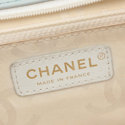 ワイルドステッチ トップハンドル ハンドバッグ レザー ライトブルー ゴールド金具 シャネル バッグ CHANEL
