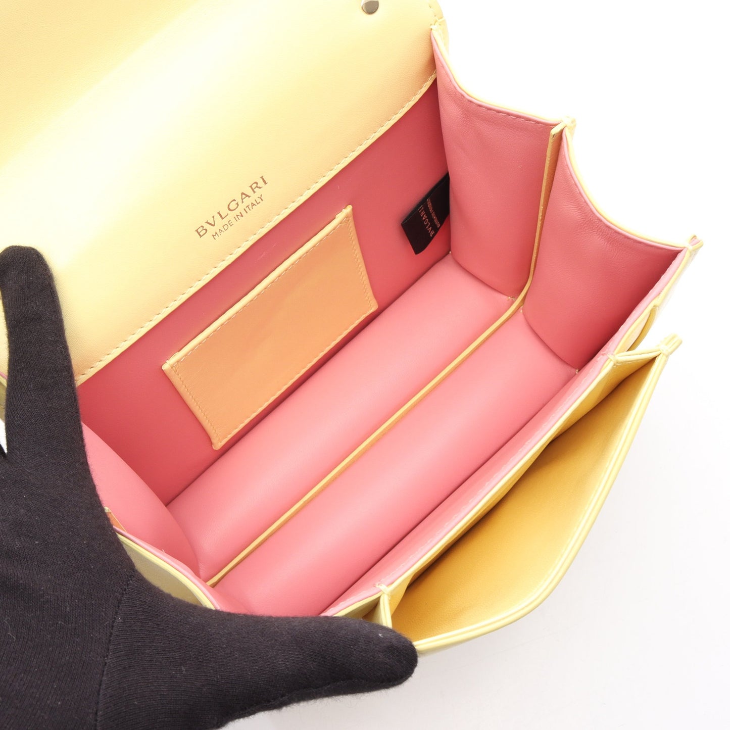 セルペンティ フォーエバー 2WAY チェーンハンドバッグ レザー イエロー ブルガリ