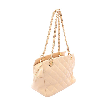 マトラッセ チェーンショルダーバッグ キャビアスキン ベージュ ゴールド金具 シャネル バッグ CHANEL