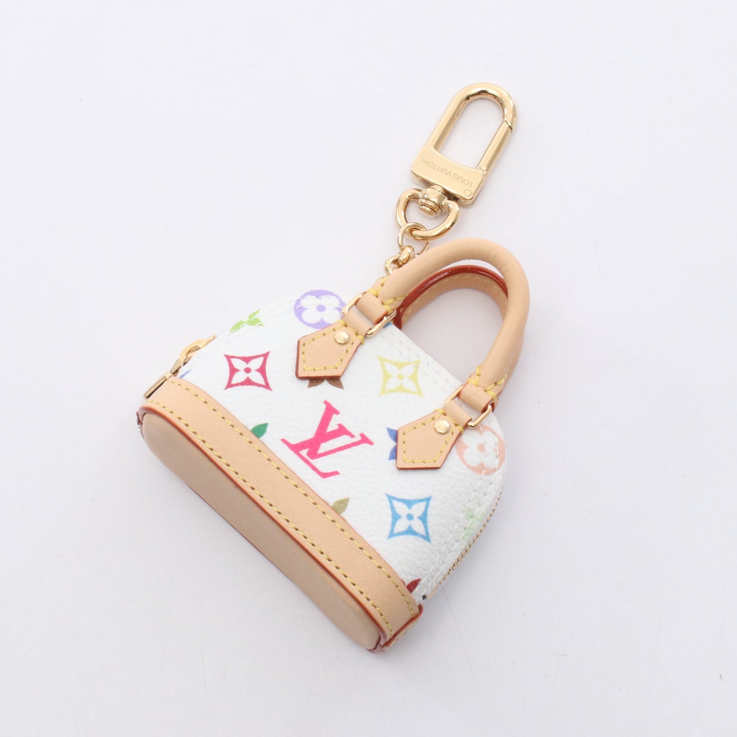 LV × TM マイクロ アルマ モノグラムマルチカラー バッグチャーム キーホルダー PVC レザー ホワイト ルイヴィトン