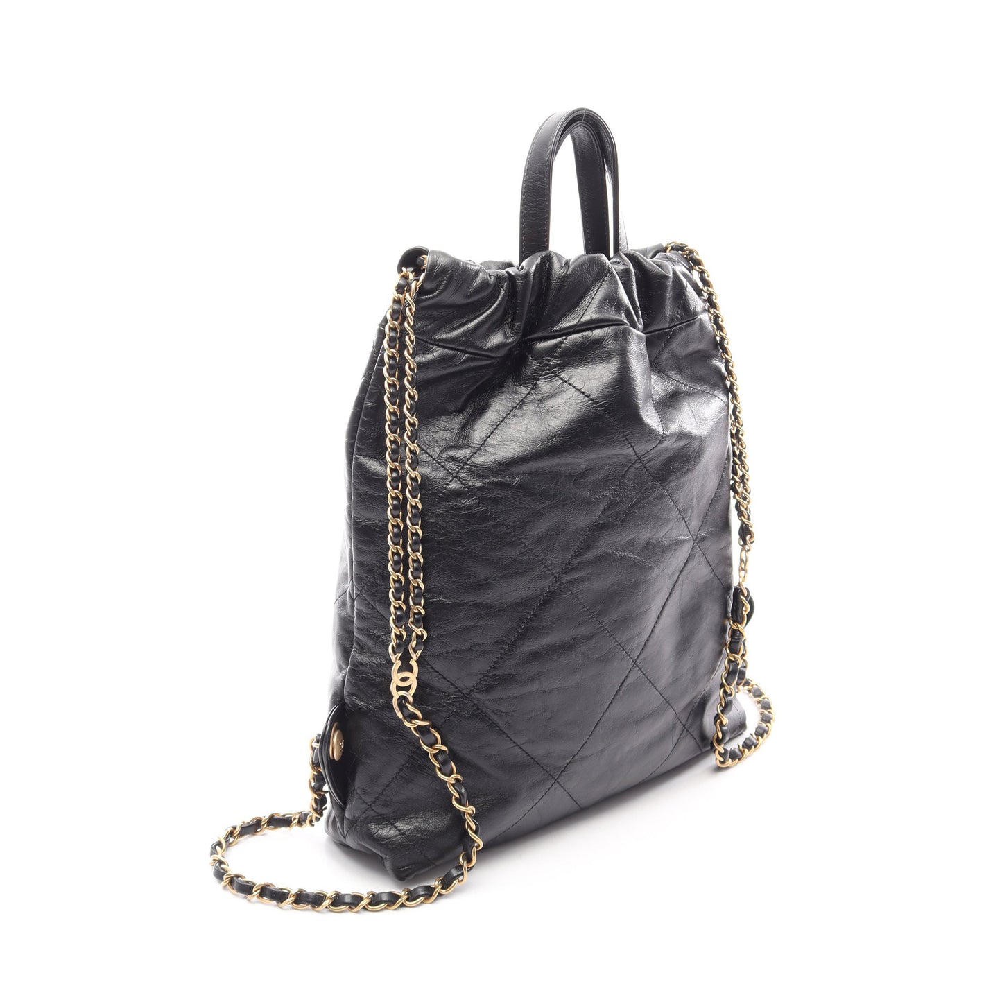 シャネル22 スモール バックパック ナップサック レザー ブラック ゴールド金具 シャネル