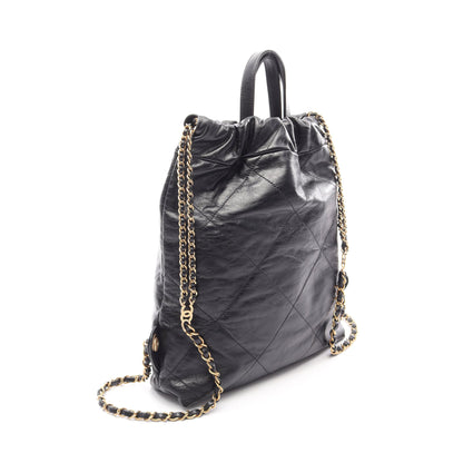 シャネル22 スモール バックパック ナップサック レザー ブラック ゴールド金具 シャネル