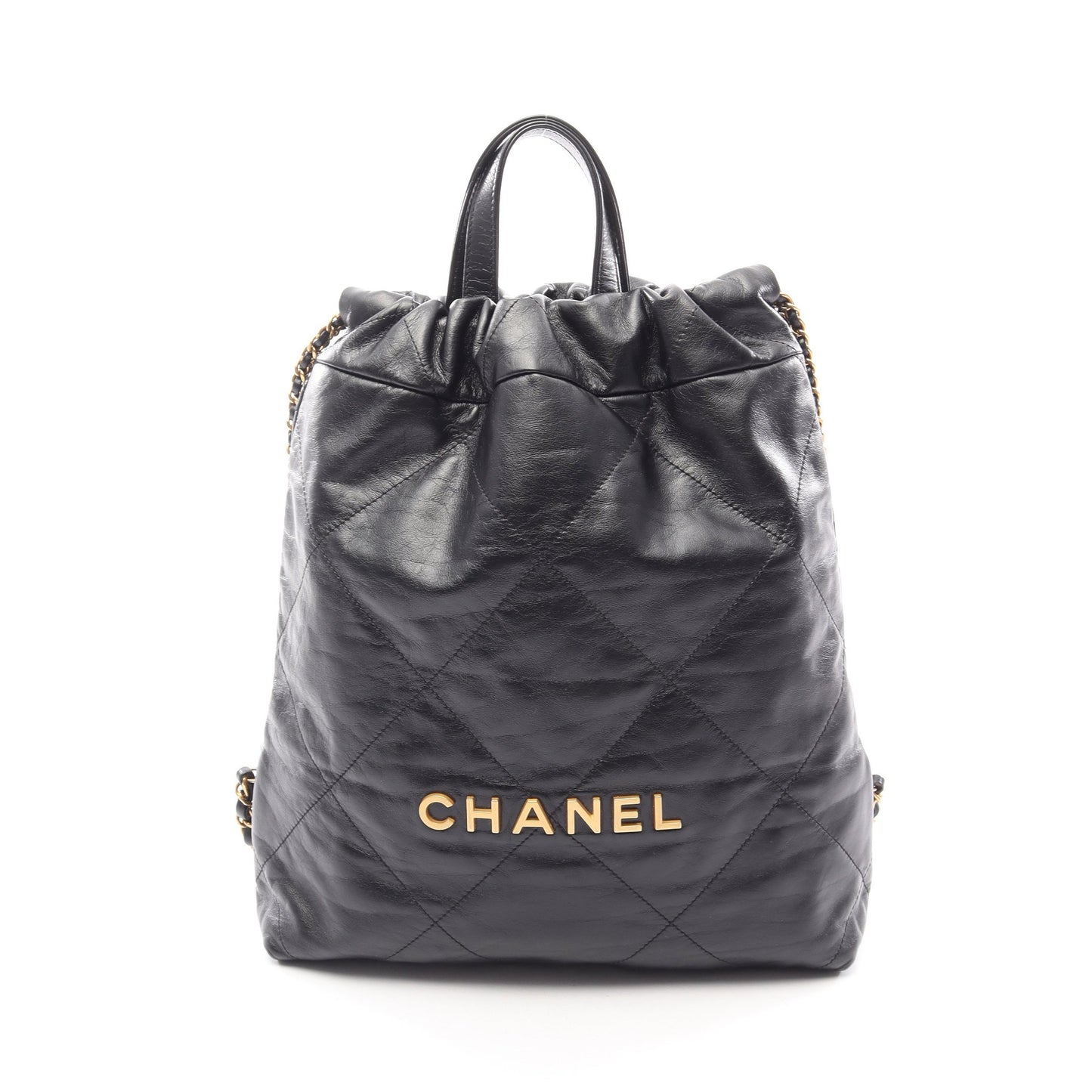 シャネル22 スモール バックパック ナップサック レザー ブラック ゴールド金具 シャネル