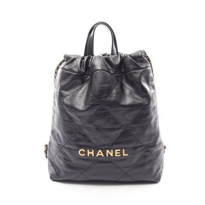 シャネル22 スモール バックパック ナップサック レザー ブラック ゴールド金具 シャネル