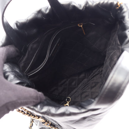 シャネル22 スモール バックパック ナップサック レザー ブラック ゴールド金具 シャネル