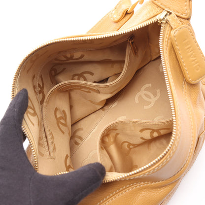 ココマーク ワンショルダーバッグ レザー ベージュ ゴールド金具 シャネル