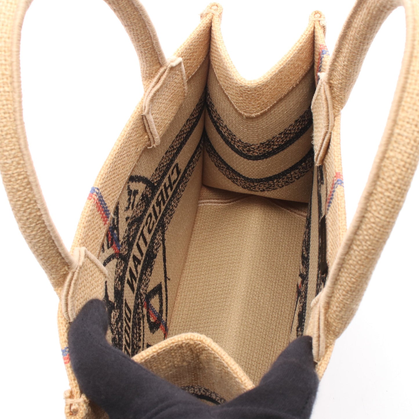 BOOK TOTE ブックトート スモール ディオールユニオン ハンドバッグ トートバッグ ジュート ベージュ ブラック マルチカラー クリスチャンディオール