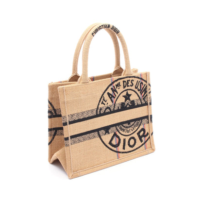 BOOK TOTE ブックトート スモール ディオールユニオン ハンドバッグ トートバッグ ジュート ベージュ ブラック マルチカラー クリスチャンディオール