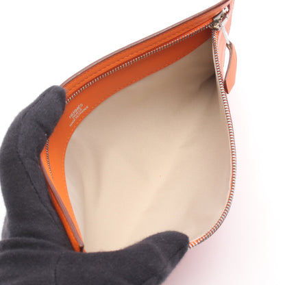 ジップザップ フラップポーチ 札入れ コインケース ポーチ ヴォースイフト オレンジ シルバー金具 □F刻印 エルメス