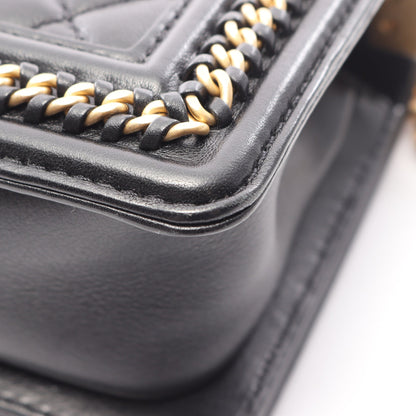 ボーイシャネル トップハンドル フラップ 2WAY チェーンショルダーバッグ レザー ブラック ゴールド金具 シャネル