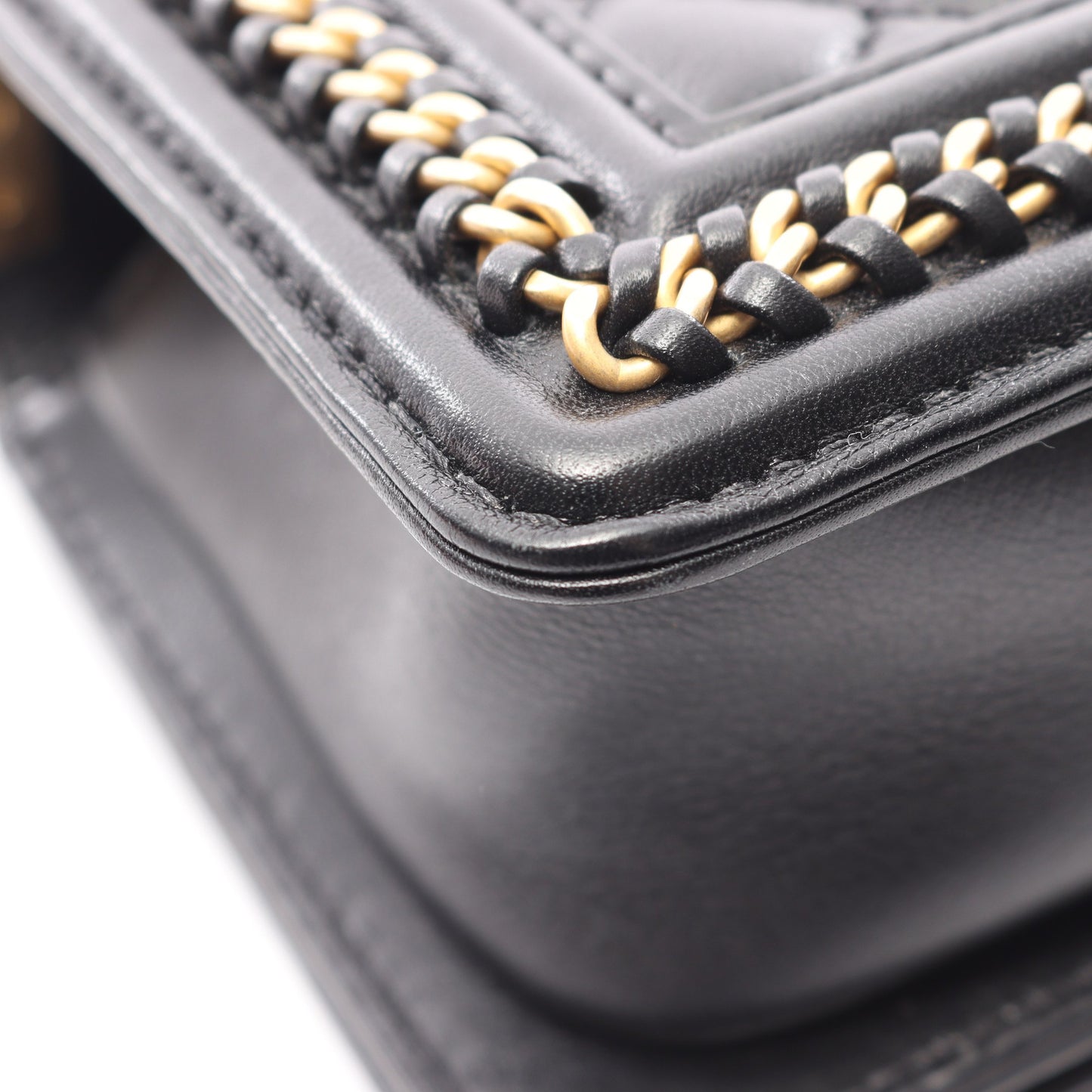 ボーイシャネル トップハンドル フラップ 2WAY チェーンショルダーバッグ レザー ブラック ゴールド金具 シャネル