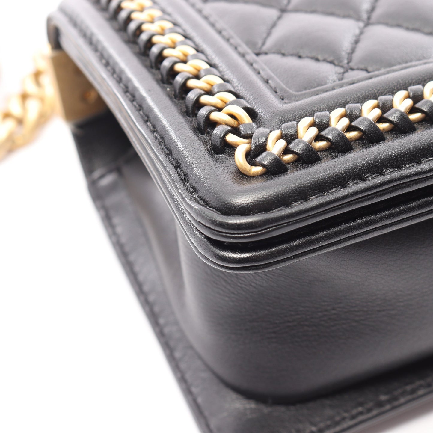 ボーイシャネル トップハンドル フラップ 2WAY チェーンショルダーバッグ レザー ブラック ゴールド金具 シャネル