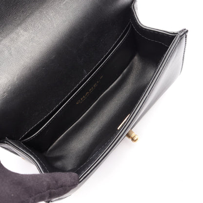 ボーイシャネル トップハンドル フラップ 2WAY チェーンショルダーバッグ レザー ブラック ゴールド金具 シャネル