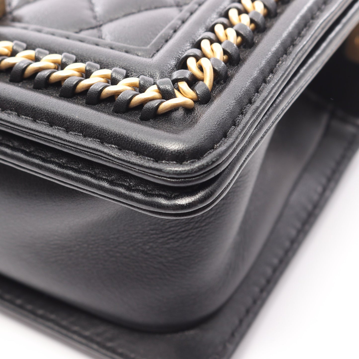 ボーイシャネル トップハンドル フラップ 2WAY チェーンショルダーバッグ レザー ブラック ゴールド金具 シャネル