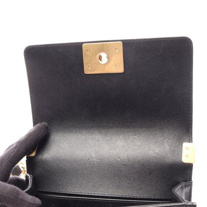 ボーイシャネル トップハンドル フラップ 2WAY チェーンショルダーバッグ レザー ブラック ゴールド金具 シャネル
